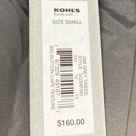 APT 9 Tweed Cape Soft Gray Wool Blend Lined Faux Leather Trim Pockets SM NWT - Picture 10 of 16